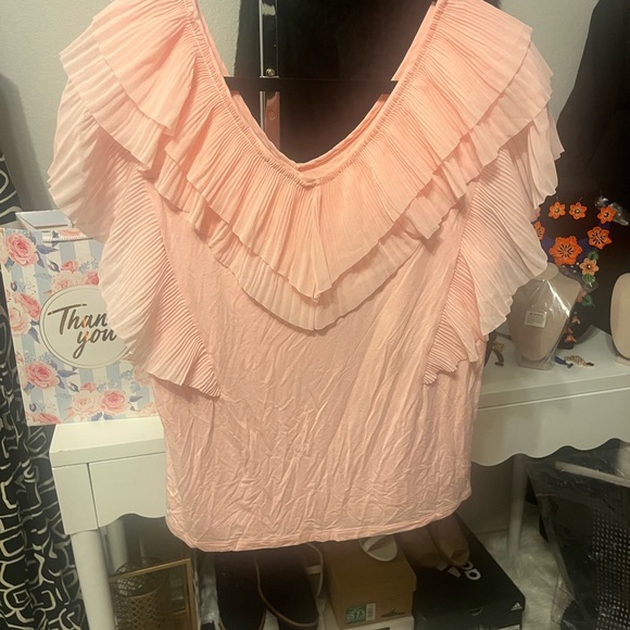 Pink Ruffled Women's Top - Picture 2 of 4